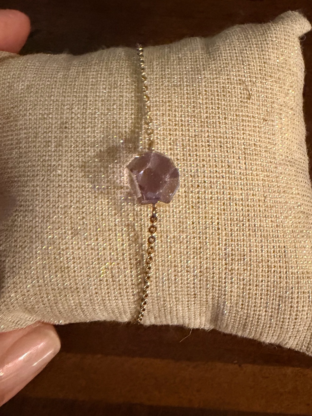 Swarovski Gold Chain Bracelet with Lavender Faceted Charm